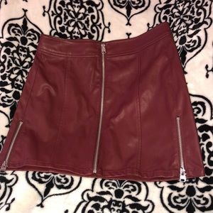 Express maroon faux leather zip up skirt !